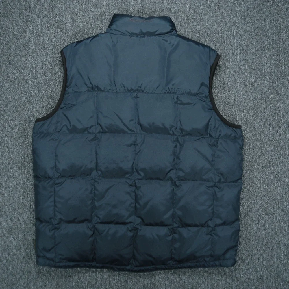 Eddie Bauer Vest Mens‎ Large Blue Orange Goose Down Reversible Full Zip Pockets